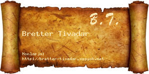 Bretter Tivadar névjegykártya